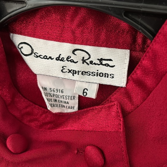 VTG Women’s OSCAR DE LA RENTA Polyester Top Womens Clergy Chef Fashion 6 Red - Picture 7 of 10